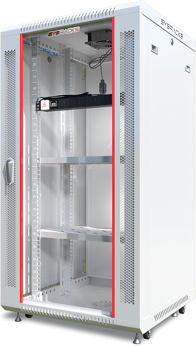 22U Wall Mount Server Rack Cabinet – 19" Network Rack Enclosure, PDU & 2 Shelves by SYSRACKS