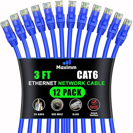 Maximm Cat 6 Ethernet Cable 3 Ft, Cat6 Cable, LAN Cable, Internet Cable by MaximmCable