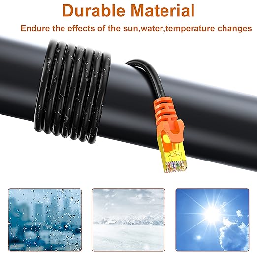 200 ft Cat 7 Ethernet Cable, Outdoor and Indoor LAN Cord - Image 2
