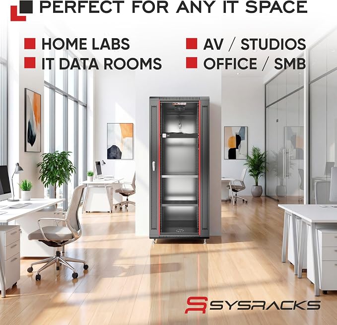 18U Wall Mount Server Rack Cabinet – 19" Network Rack Enclosure, PDU & Shelf - Image 9
