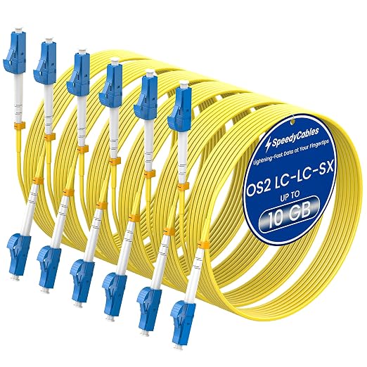 SpeedyCables- OS2 LC to LC Fiber Patch Cable 2M-6Pack, 1G/10Gb 9/125um SIMPLEX by SpeedyCables