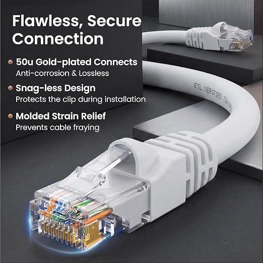 GEARit Cat 6 Ethernet Patch Cables 5 ft White, High Speed 24AWG 10Gbps RJ45 - Image 4