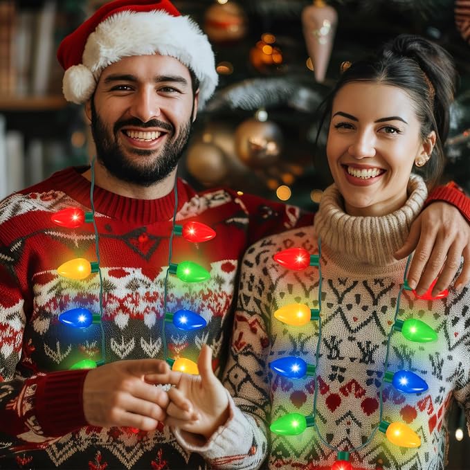 QZYL 100 Pack Christmas Light Necklace, 40 In Colorful Christmas Necklaces - Image 6