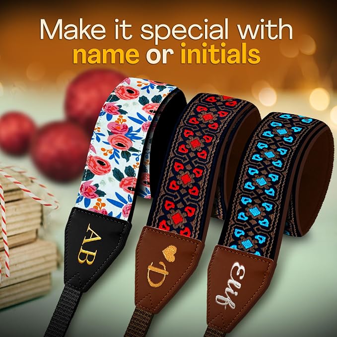 Art Tribute Custom Camera Strap White Flowers - Image 3