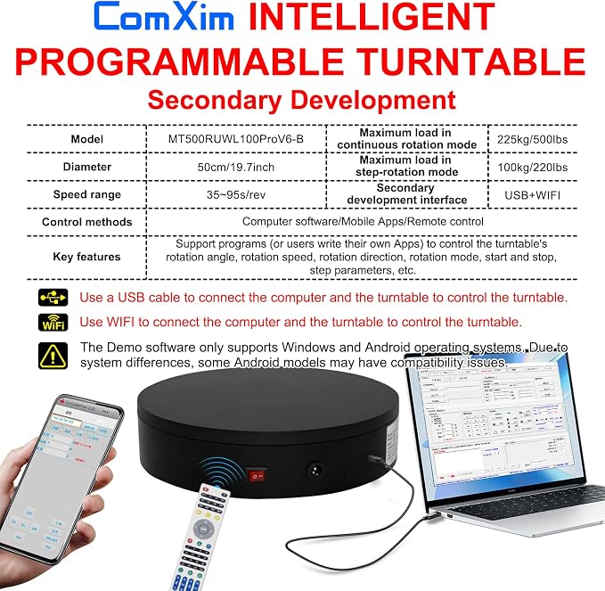 Programmable Large Motorized Electric Turntable Command-Controlled Rotating - Image 2