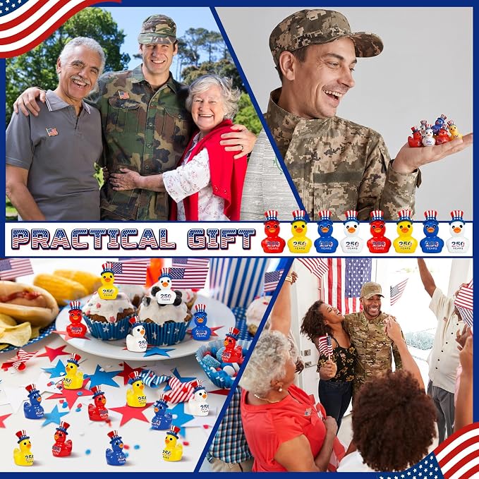 Skylety 100 Pcs Patriotic Mini Ducks 4th of July Independence Day Party Decor - Image 6