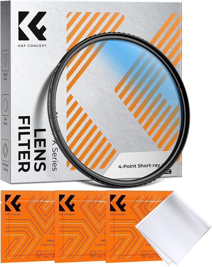K&F CONCEPT 55mm Variable Short Line Star Lens Filter, Cross Screen Starburst by KFCONCEPT