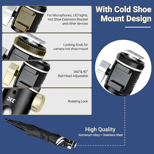 3 Level Height Adjustable Camera Hot Shoe Umbrella, Upgrade Rain Umbrella - Image 2