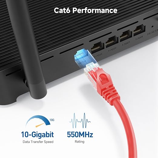 Cable Matters 10Gbps 5-Pack Snagless Short Cat 6 Ethernet Cable 1 ft in Red - Image 3
