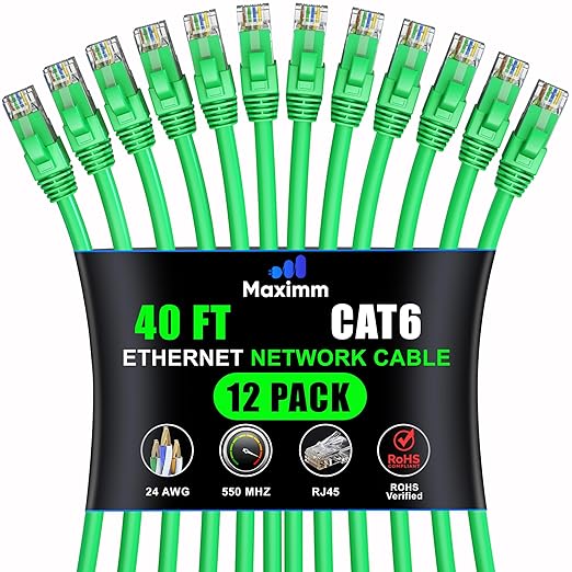 Maximm Cat 6 Ethernet Cable - 40 ft - High-Speed LAN by MaximmCable