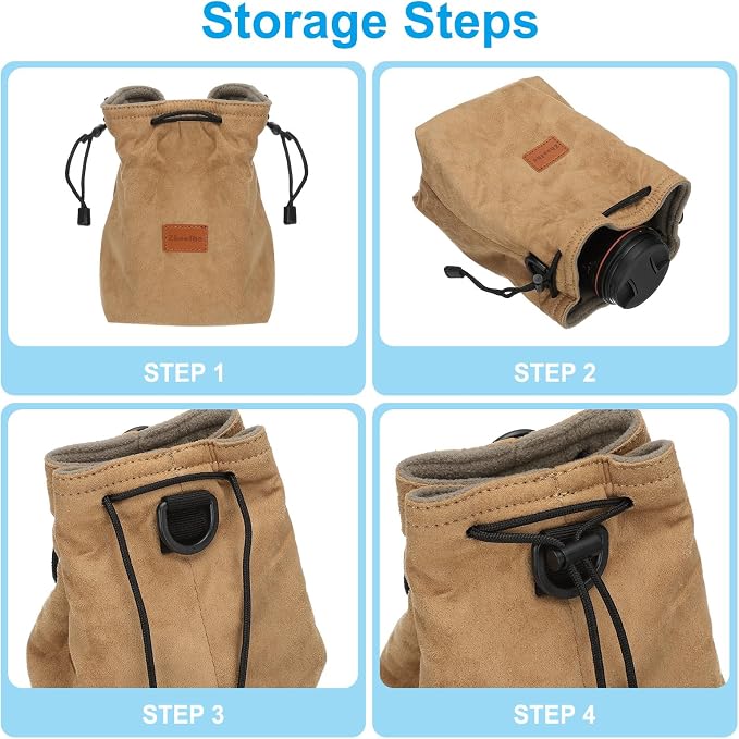 PATIKIL Camera Lens Pouch, M Size Drawstring Case, Flannel Handbag - Image 5