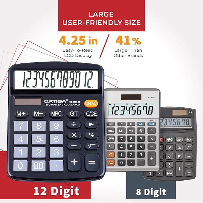 CATIGA 12 Digit Desk Calculator, Desktop Calculators - Image 2