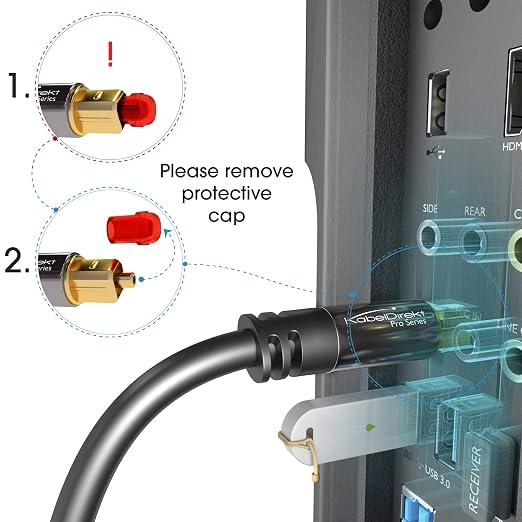 KabelDirekt TOSLINK – Optical Audio Cable – 6ft – Fiber Optic Cord, S/PDIF - Image 8