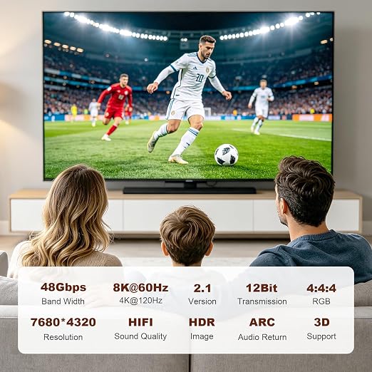 Fiber HDMI 2.1 Cable, 48Gbps Full Speed Long Gaming HDMI Cord, Ofiice - Image 2