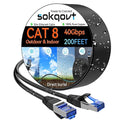Sokqovt Cat 8 Ethernet Cable Slim 200ft Outdoor&Indoor, Pure Copper Cat8 by Unknown