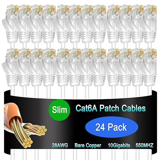 Cat6a Slim Ethernet Patch Cable 1.5 ft, Cat6a Patch Cable by Lysymixs