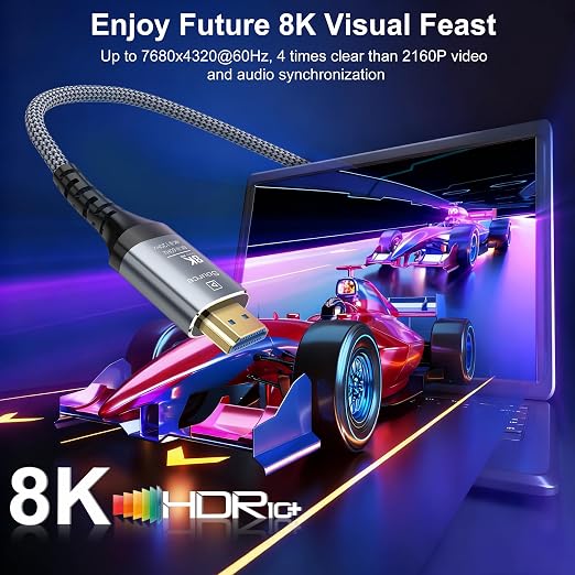 8K Fiber Optic HDMI Cable 30FT, 48Gbps Ultra High Speed Long HDMI 2.1 Cord - Image 2
