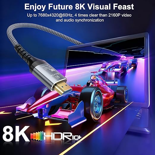8K Fiber Optic HDMI Cable 25FT, 48Gbps Ultra High Speed Long HDMI 2.1 Cord - Image 2