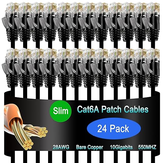 Cat6a Slim Ethernet Patch Cable 3 ft, Cat6a Patch Cable by Lysymixs