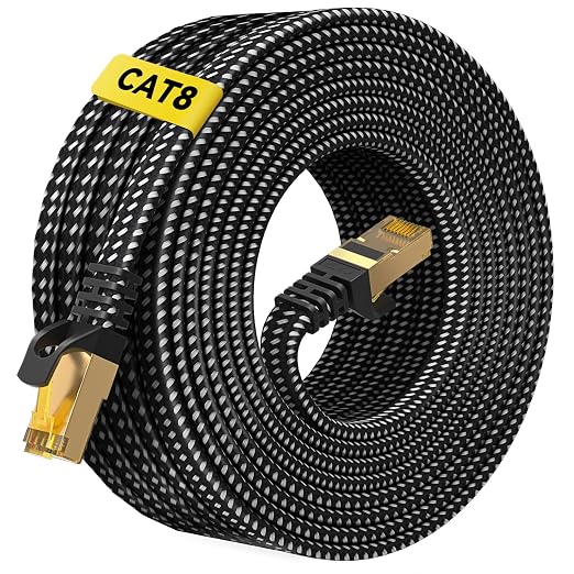 ARISKEEN Cat 8 Ethernet Cable 30 FT, Nylon Braided High Speed Cat8 Network LAN by ARISKEEN