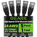 GEARit Cat 6 Patch Cables 1 ft Black Cat6 Patch Cables 1ft Black/Ethernet Patch by GEARit