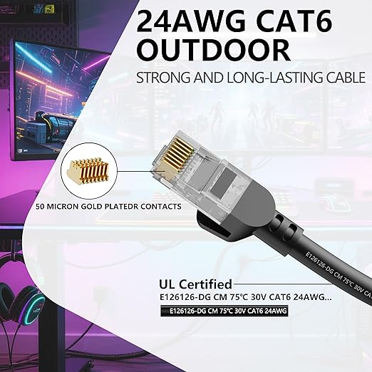 Jadaol Cat6 1ft 24 Pack Patch Cables, 10Gbps High-Speed Ethernet Patch Cables - Image 2