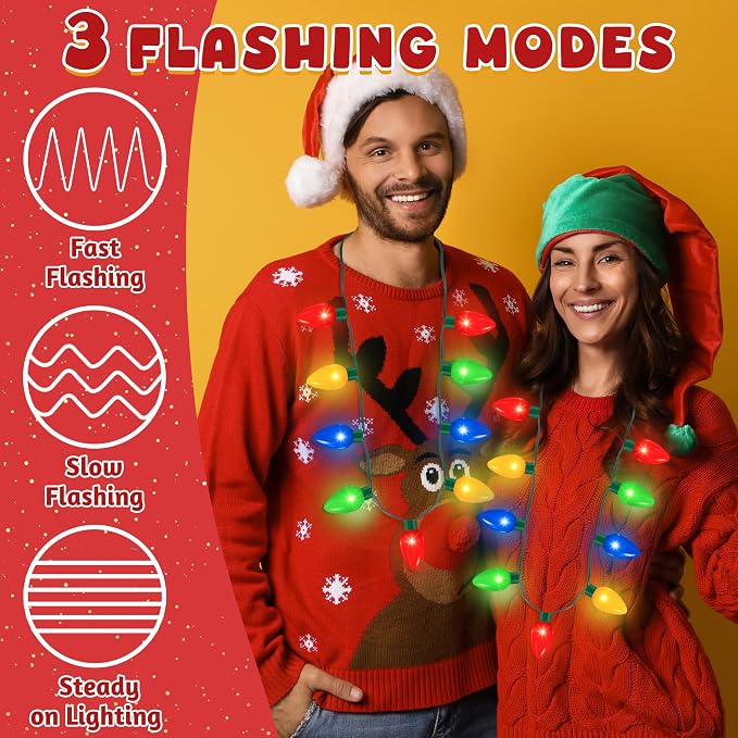 QZYL 24 Pack Light Up Christmas Necklace, Colorful Christmas Necklaces - Image 3
