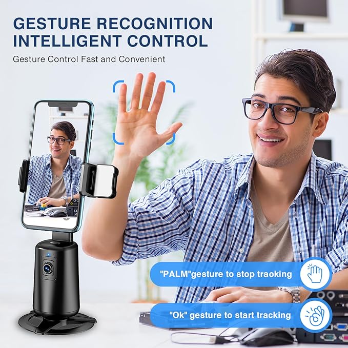 Auto Face Tracking Tripod 360° Rotating Cell Phone Photo and Video Kits Stand - Image 3