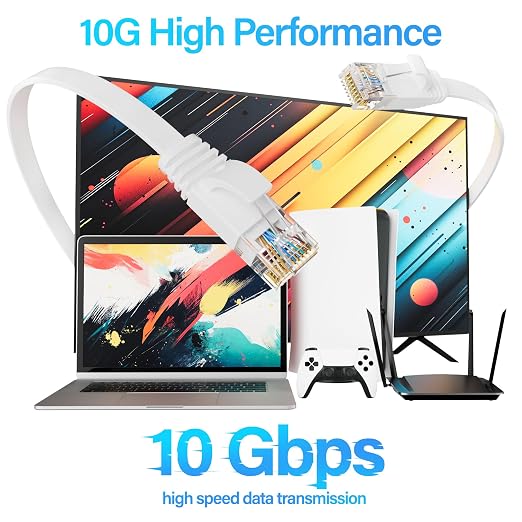 Cat 6 Flat Ethernet Cable 100 FT, UTP 10Gbps High-Speed Cat6 Ethernet Cable - Image 2