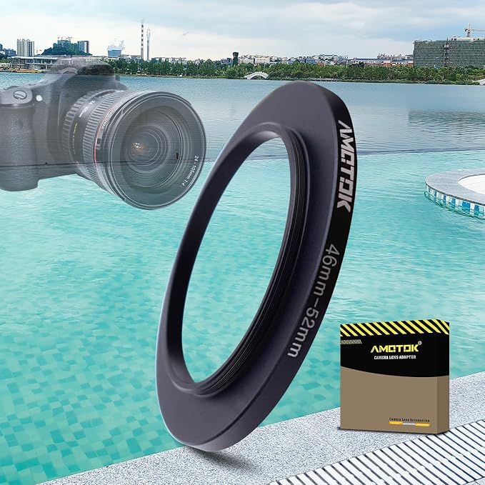 46mm Lens to 52mm Camera Lens Adapter, 46mm to 52mm Filter Step-Up Adapter Ring by AMOTOK