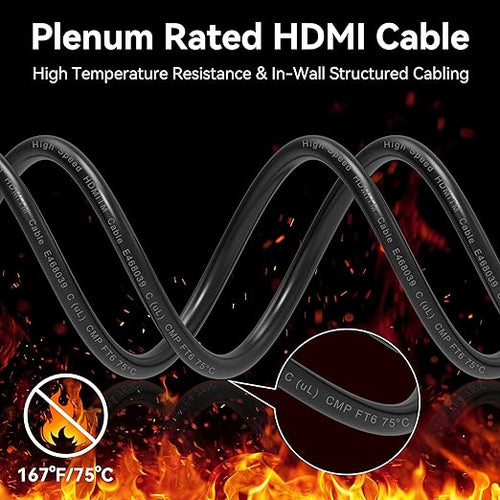 100Ft Plenum Rated HDMI Cable, 8K 48Gbps Fiber Optic Ultra High Speed Long HDMI - Image 2