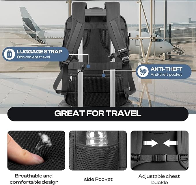 Carry on Backpack for 1-10 Days Trips, Extra Large 40L-50L Travel Backpack TSA - Image 7