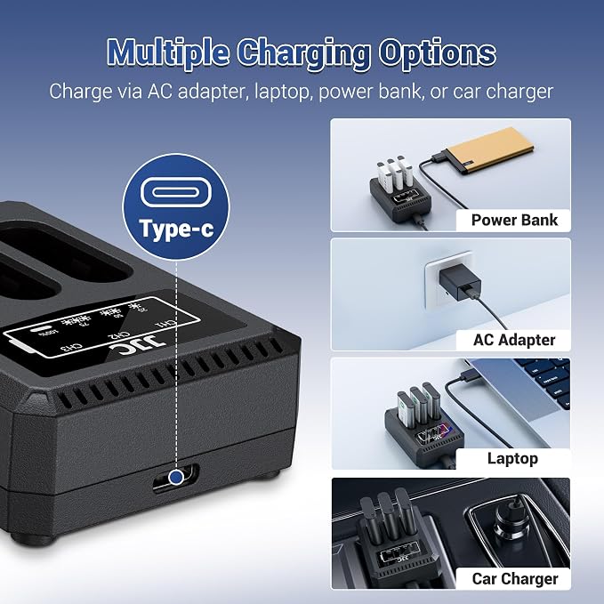JJC DB-120 Battery Charger USB Triple Slot - Image 5