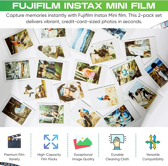 Fujifilm Instax Mini Film ISO 800, Six Twin Packs 120 EXP Total Compatible - Image 2