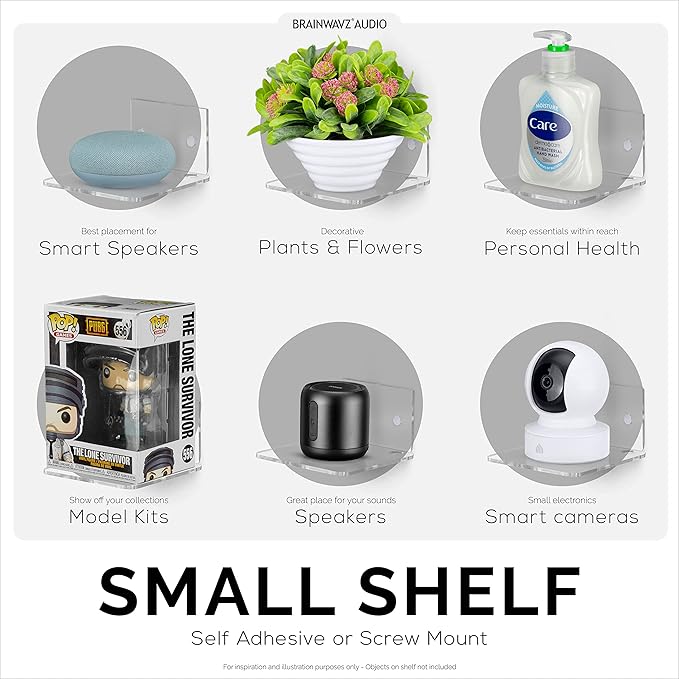 BRAINWAVZ 4.5" Small Baby Monitors & Speaker Wall Mount Shelf, Adhesive & Screw - Image 5