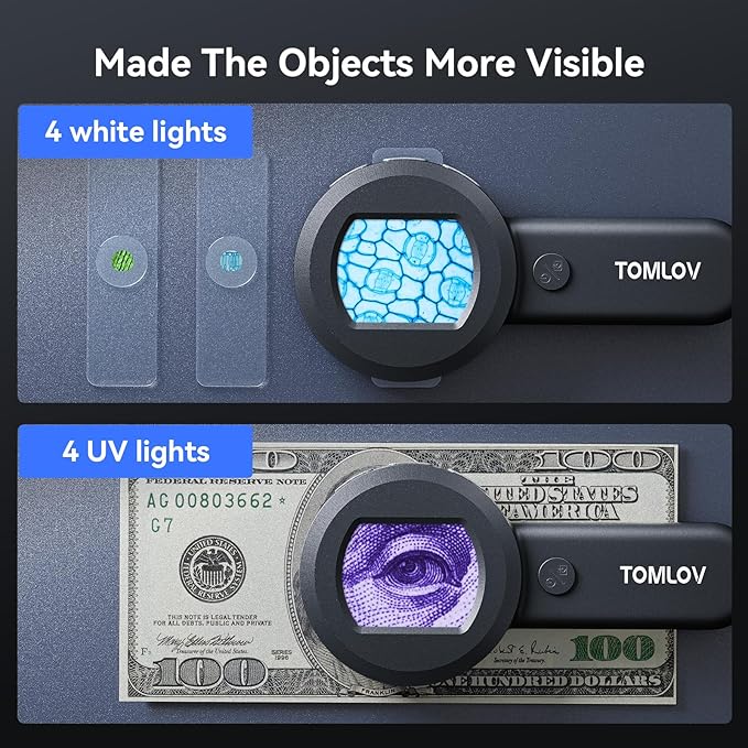 TOMLOV P10 Microscope for Adults Kids, Handheld Coin Magnifier - Image 5