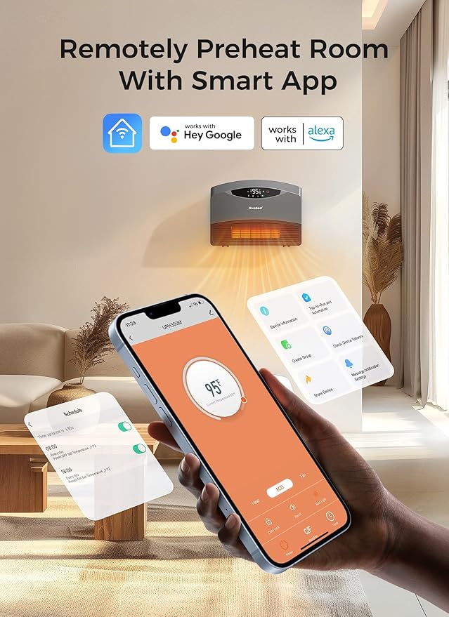 GiveBest Smart Wall Heater for Indoor Use, 1500W Electric Space Heater - Image 3