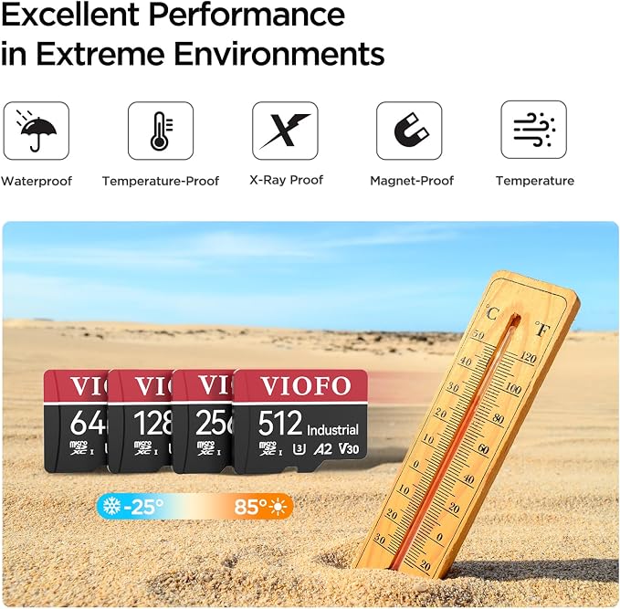 VIOFO 512GB Industrial Grade microSD Card, U3 A2 V30 High Speed Memory Card - Image 5