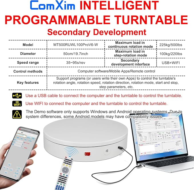Programmable Large Motorized Electric Turntable Command-Controlled Rotating - Image 2