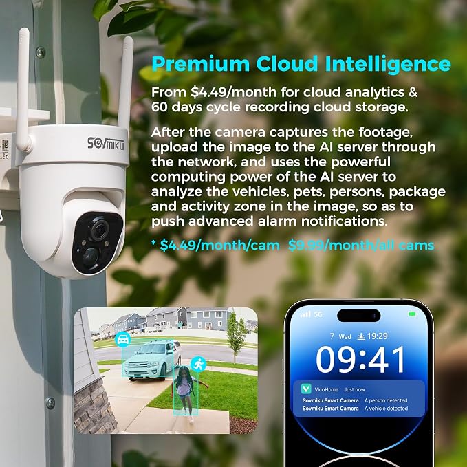 Vicohome CQ4 2K AI Solar Security Camera Wireless Outdoor, Battery Powered Cam - Image 5
