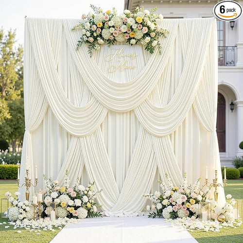 30ftx12ft Wrinkle Free Ivory Backdrop Curtains by CO-AVE