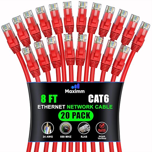 Maximm Cat 6 Ethernet Cable 8 ft by MaximmCable