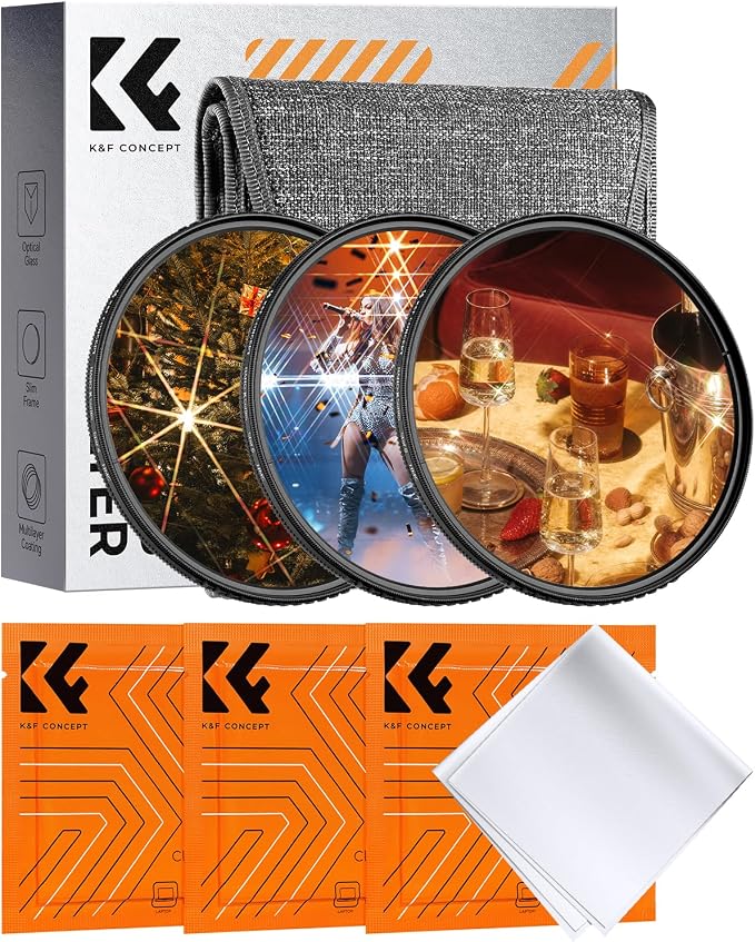 K&F CONCEPT 49mm Star Filters Kit 4 Points 6 Points 8 Points Cross Screen by KFCONCEPT