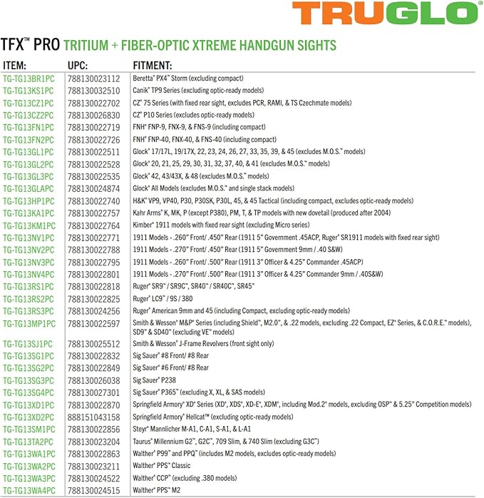 Truglo TFX PRO Handgun Sight, Glowing Shock Proof Tritium and Fiber Optic Night - Image 4