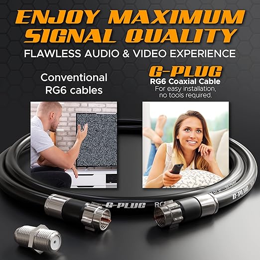 G-PLUG 30FT RG6 Coaxial Cable Connectors Set- High-Speed Internet, Broadband - Image 5