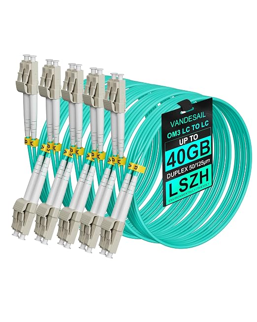 5Pack LC to LC Fiber Patch Cable MultiMode, OM3 Patch Cords 10G/40G Duplex by VANDESAIL