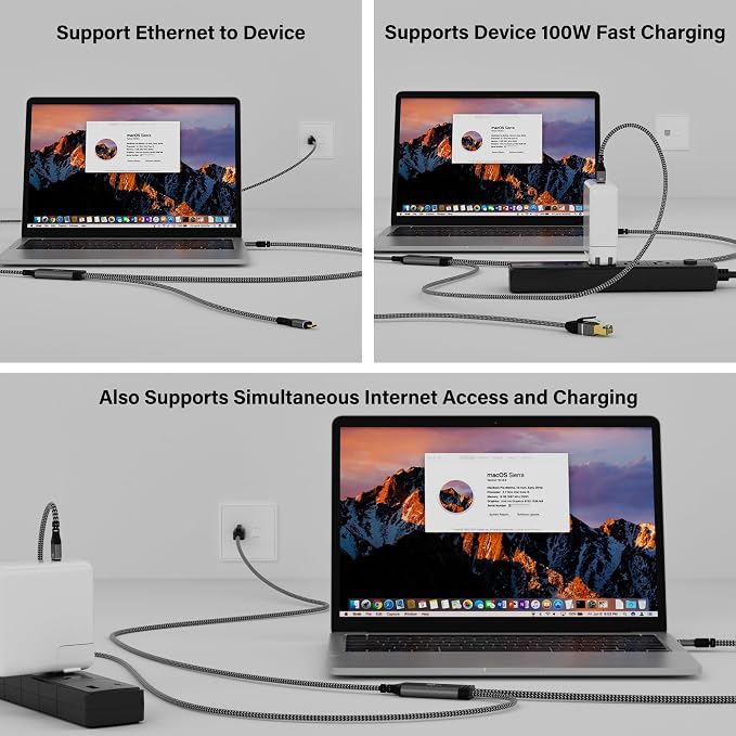 USB C to Ethernet Cable 10 FT, Type C to RJ45 Cord - Image 3