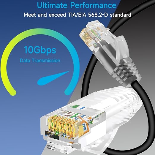 Cat6a Slim Ethernet Patch Cable 14 ft, Cat6a Patch Cable - Image 2