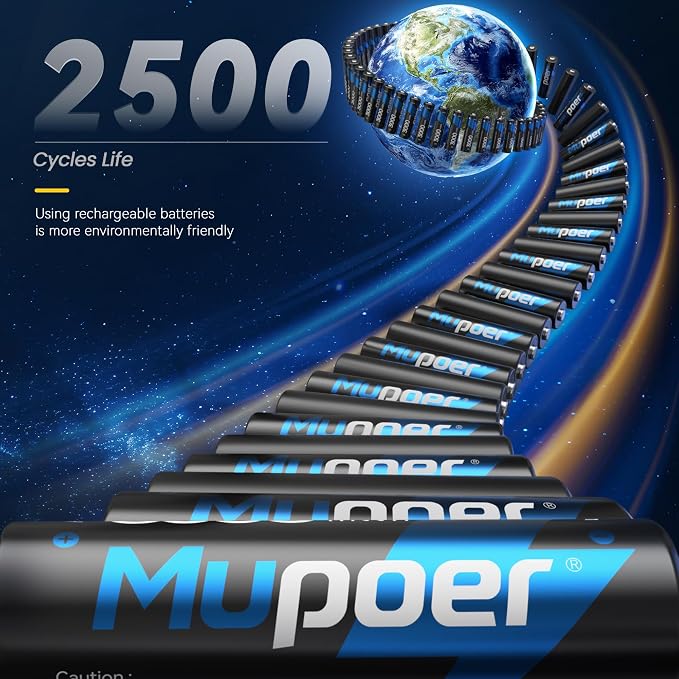 Mupoer Rechargeable AA Batteries 4 Count, Lithium Battery A 1.5V 3000mWh - Image 4