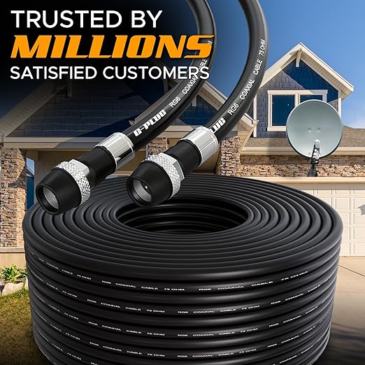 G-PLUG RG6 Coaxial Cable 200FT – Triple Shielded, Waterproof, 75 Ohm - Image 5